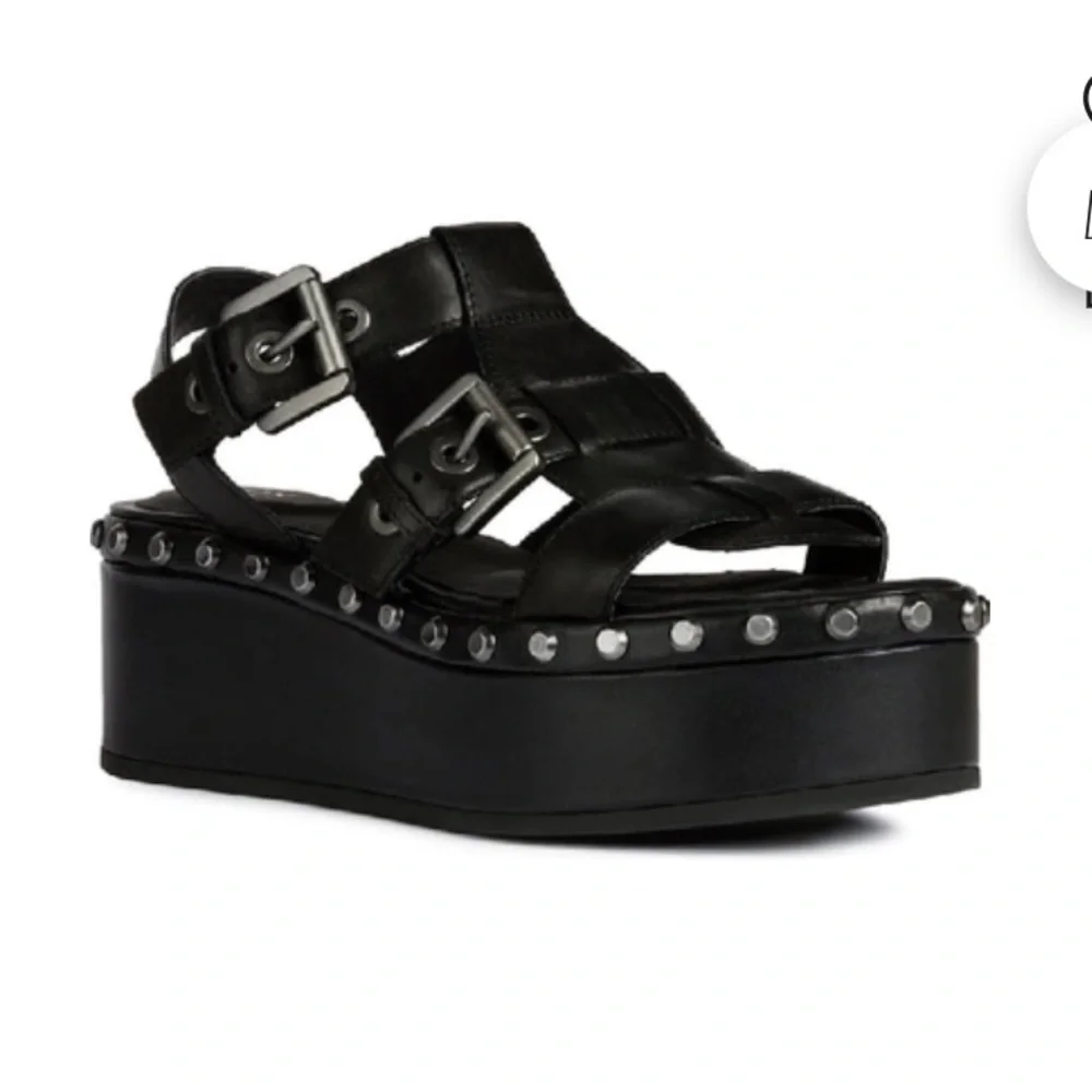 GEOX Shakima Platform Sandal In Black Retro Grunge New Womens Shoes